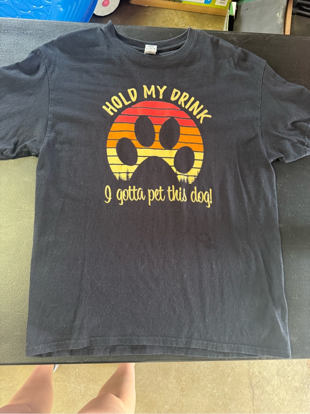 Hold My Drink Dog Paw Graphic Tee - Black